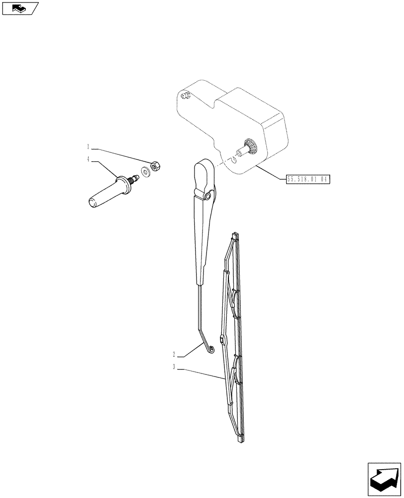 Схема запчастей Case IH PUMA 215 - (55.518.01[03]) - REAR WINDSHIELD WIPER (55) - ELECTRICAL SYSTEMS