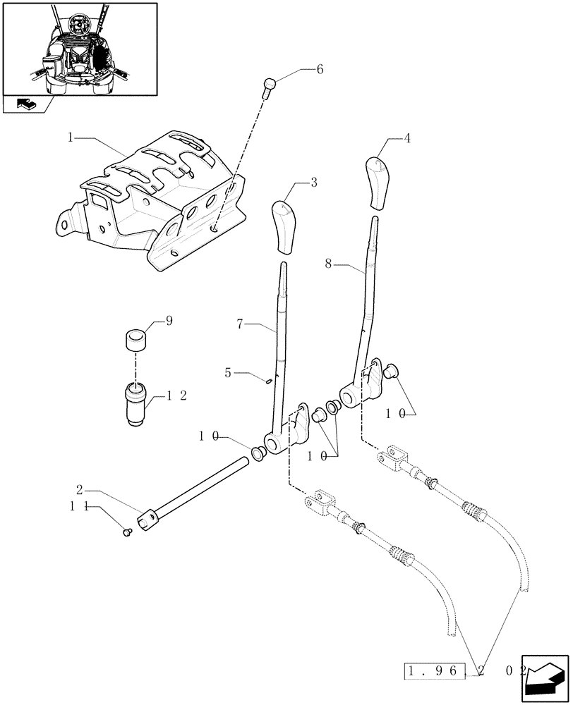 Схема запчастей Case IH PUMA 155 - (1.96.2[01]) - CONTROL VALVE CONTROL - FRAME AND CONTROL LEVERS (10) - OPERATORS PLATFORM/CAB