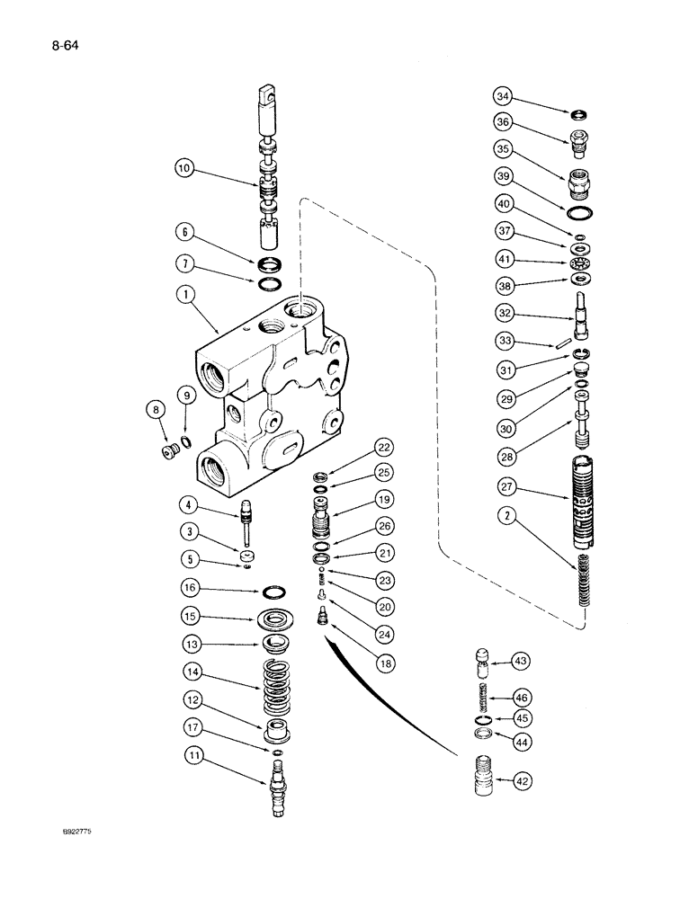 Схема запчастей Case IH 7140 - (8-064) - HYDRAULIC REMOTE VALVE ASSEMBLY, SECOND, THIRD AND FOURTH REMOTE WITH LOAD CHECK (08) - HYDRAULICS