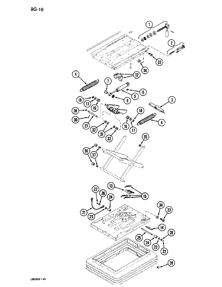 Схема запчастей Case IH 1640 - (9G-16) - SEAT ASSEMBLY, BOSTROM (10) - CAB & AIR CONDITIONING