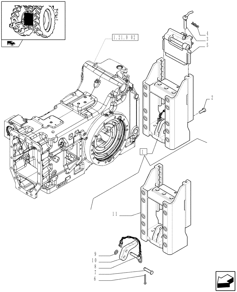 Схема запчастей Case IH PUMA 125 - (1.89.5/02[01A]) - SLIDER TOW HOOK WITH SWIVEL COUPLING AND PITON, LESS SWINGING DRAWBAR (FRANCE) - D6978 (VAR.330940) (09) - IMPLEMENT LIFT