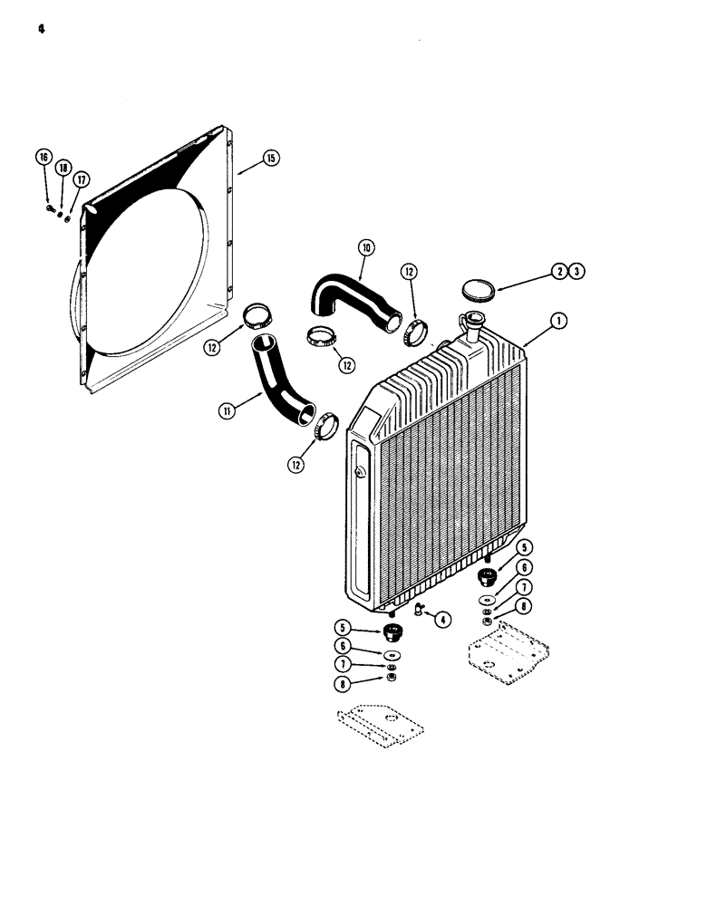 Схема запчастей Case IH 1070 - (004) - RADIATOR, (451B) DIESEL ENGINE (02) - ENGINE