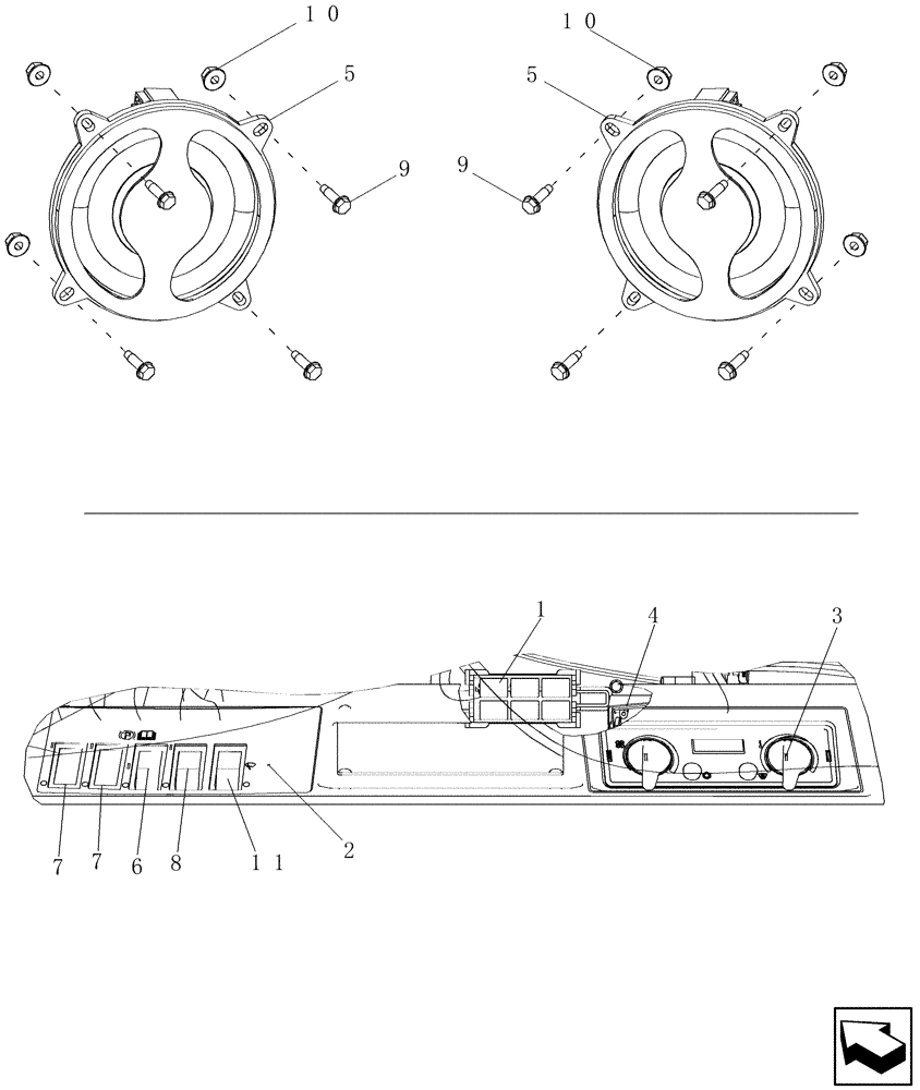 Схема запчастей Case IH 5130 - (55.510.03) - CAB, OVERHEAD CONTROL PANEL (55) - ELECTRICAL SYSTEMS