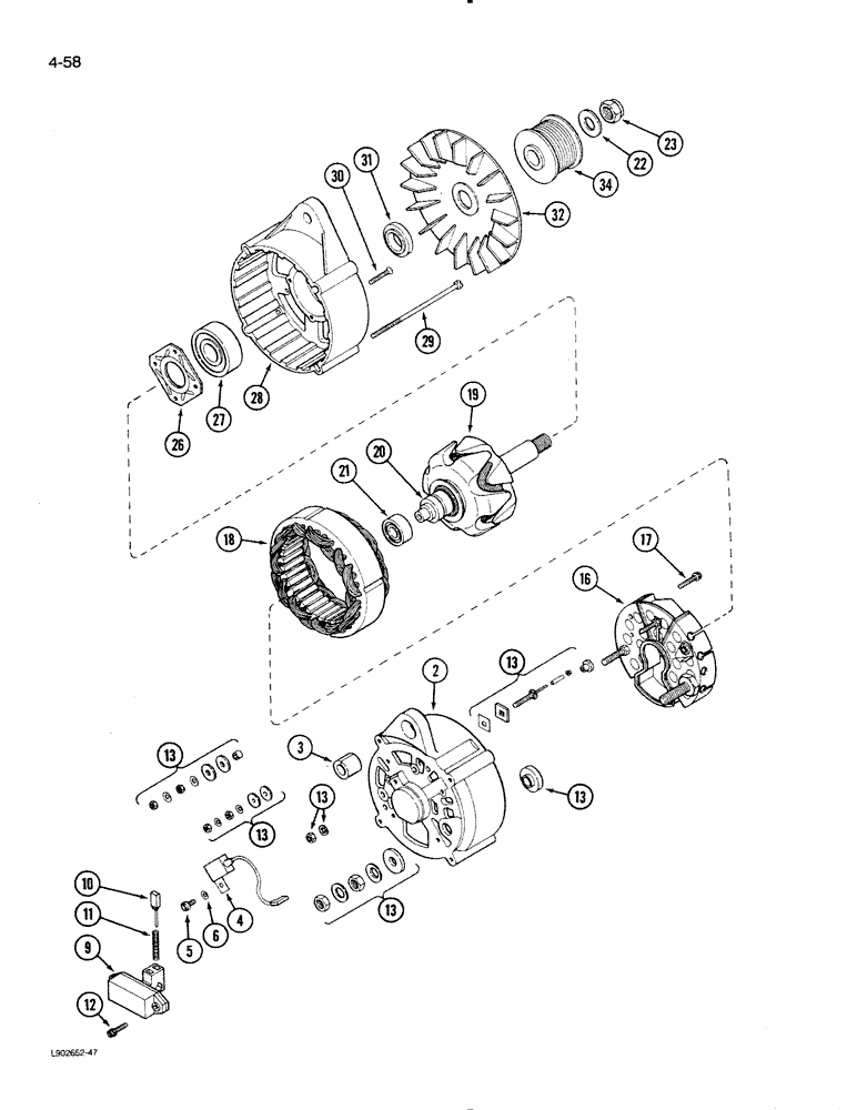 Схема запчастей Case IH 1620 - (4-58) - ALTERNATOR (06) - ELECTRICAL