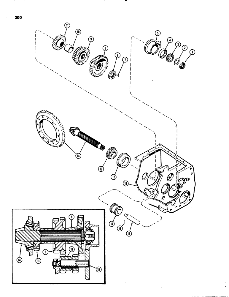 Схема запчастей Case IH 1070 - (0300) - COUNTER AND REVERSE IDLER SHAFTS, MECHANICAL SHIFT (06) - POWER TRAIN