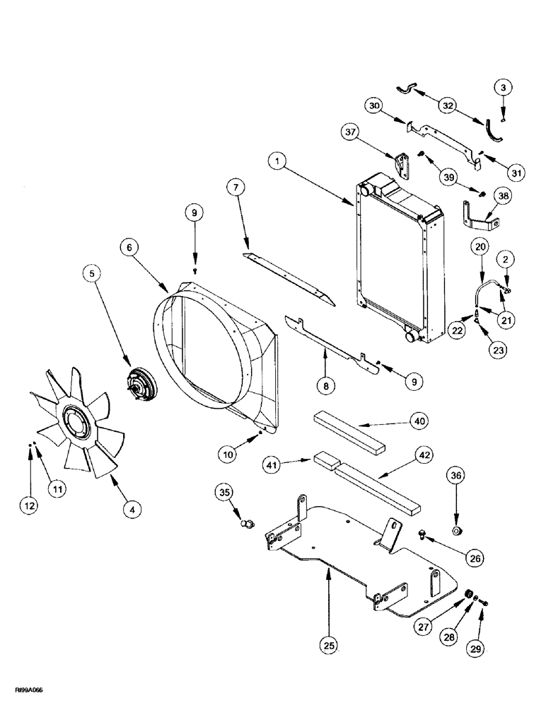 Схема запчастей Case IH MX240 - (2-002) - RADIATOR AND FAN SHROUD (02) - ENGINE