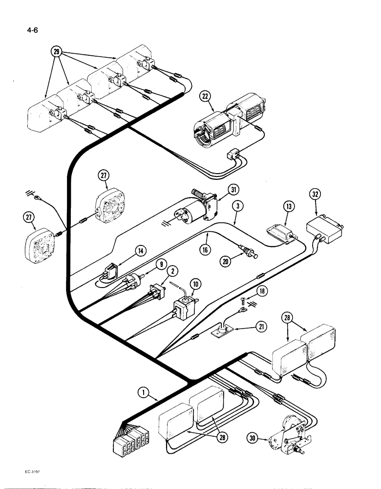 Схема запчастей Case IH 1896 - (4-06) - CAB HARNESS (04) - ELECTRICAL SYSTEMS