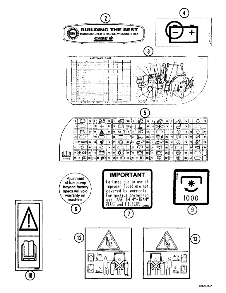 Схема запчастей Case IH MX200 - (9-166) - DECALS, ITALIAN (09) - CHASSIS/ATTACHMENTS