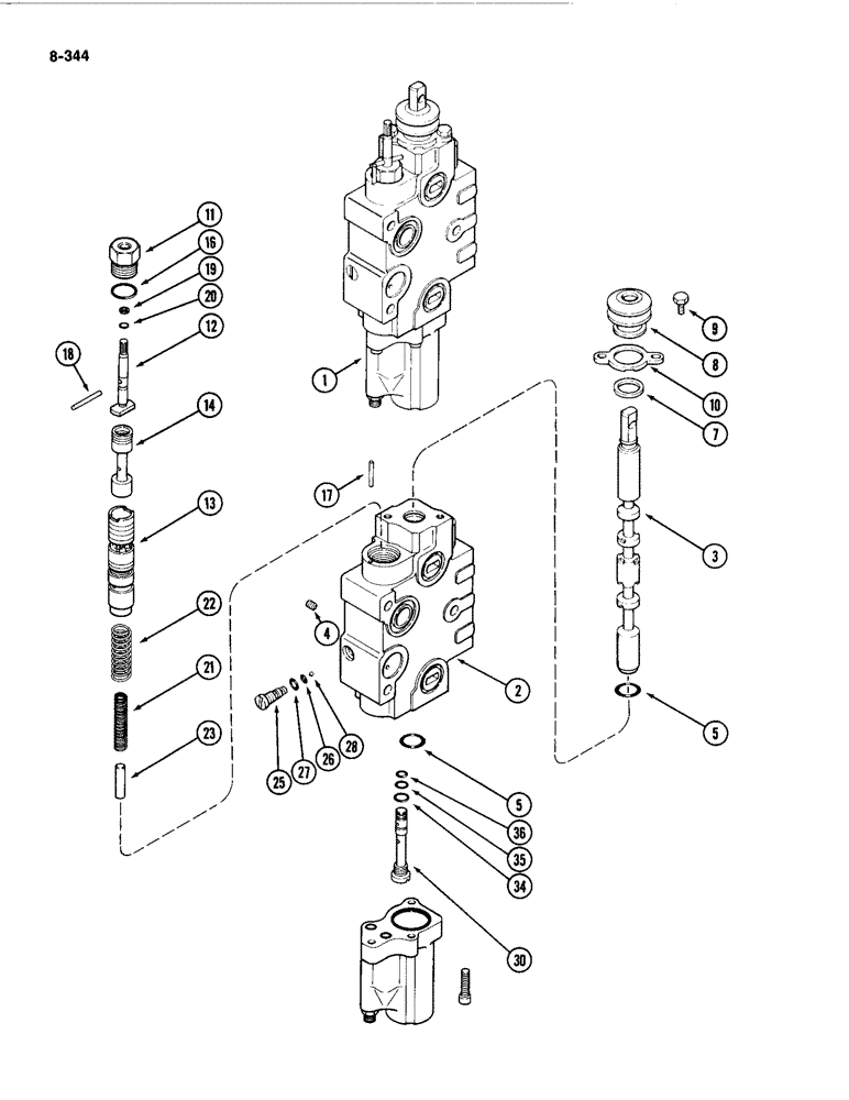 Схема запчастей Case IH 4494 - (8-344) - REMOTE HYDRAULIC BODY ASSEMBLY, TWO CIRCUIT AND ADD ON FOR THIRD AND FOURTH CIRCUIT, W/O LOAD CHECK (08) - HYDRAULICS