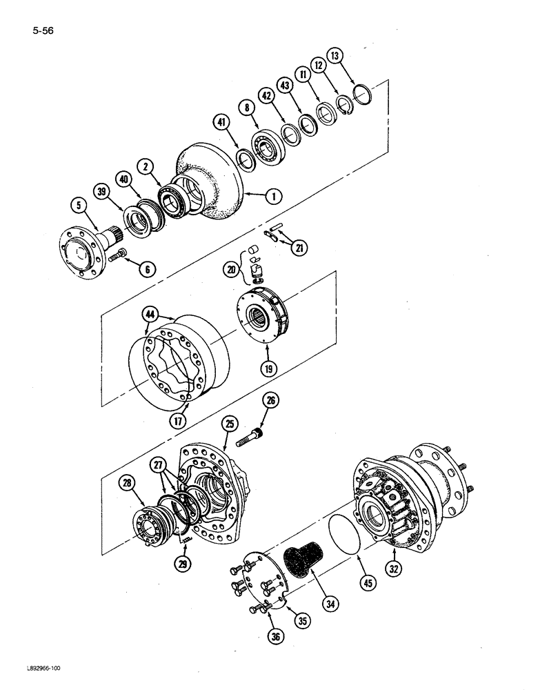 Схема запчастей Case IH 1680 - (5-056) - WHEEL DRIVE MOTOR ASSY, PWR GUIDE AXLE, CORN & GRAIN COMBINE RICE COMBINE PRIOR TO P.I.N. JJC0047918 (04) - STEERING