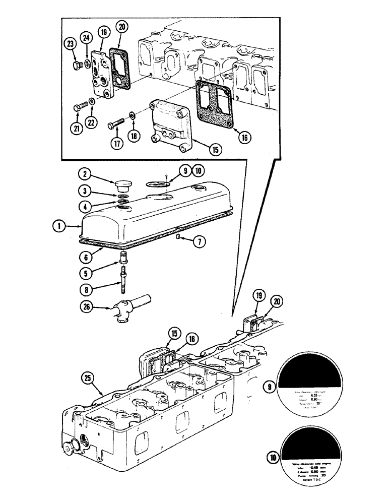 Схема запчастей Case IH 4890 - (2-28) - CYLINDER HEAD COVERS, 674 CUBIC INCH DIESEL ENGINE (02) - ENGINE