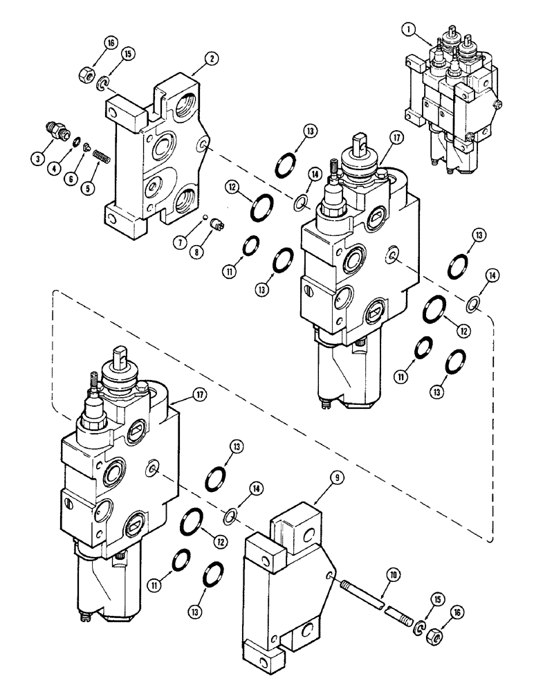 Схема запчастей Case IH 2590 - (8-286) - REMOTE HYDRAULIC VALVE, TWO SECTION (08) - HYDRAULICS