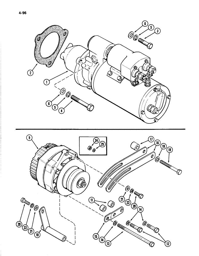 Схема запчастей Case IH 4894 - (4-096) - STARTER MOUNTING (04) - ELECTRICAL SYSTEMS