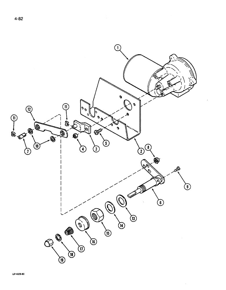 Схема запчастей Case IH 9270 - (4-082) - WIPER DRIVE ASSEMBLY REAR WINDOW P.I.N. JCB0028400 & AFTER (04) - ELECTRICAL SYSTEMS