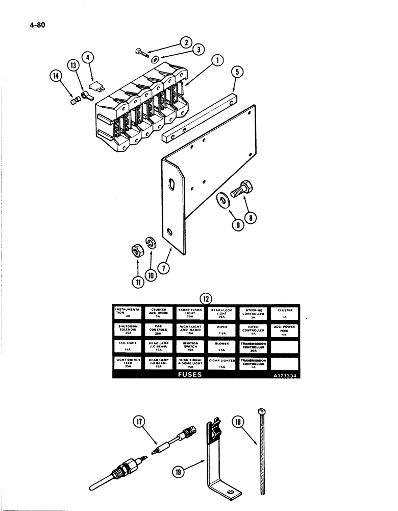 Схема запчастей Case IH 4894 - (4-080) - FUSES AND FUSE HOLDER (04) - ELECTRICAL SYSTEMS