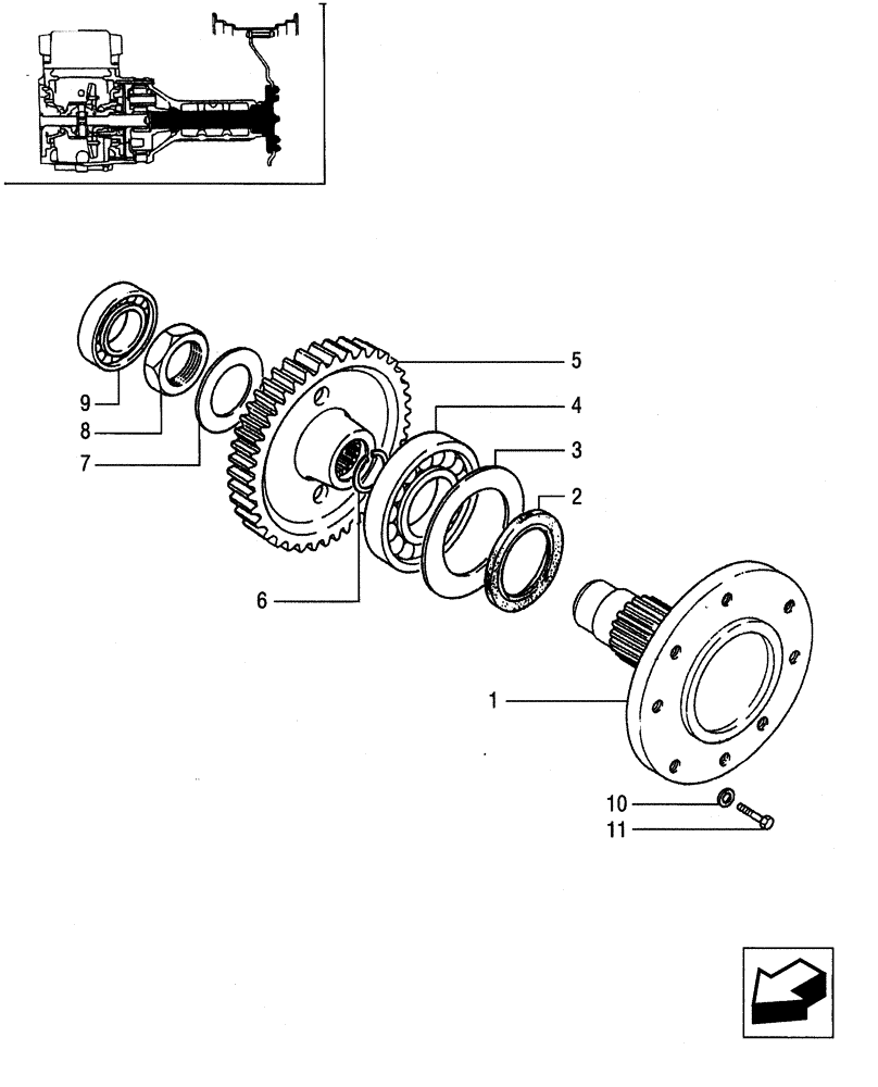 Схема запчастей Case IH JX85 - (1.48.1[02]) - SIDE REDUCER GEARINGS - SHAFT AND GEARS (05) - REAR AXLE