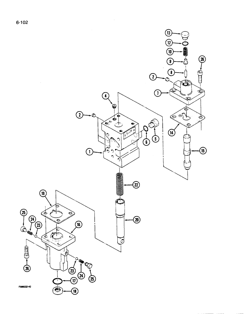 Схема запчастей Case IH 9280 - (6-102) - PTO CLUTCH ASSEMBLY CONTROL VALVE ASSEMBLY (06) - POWER TRAIN