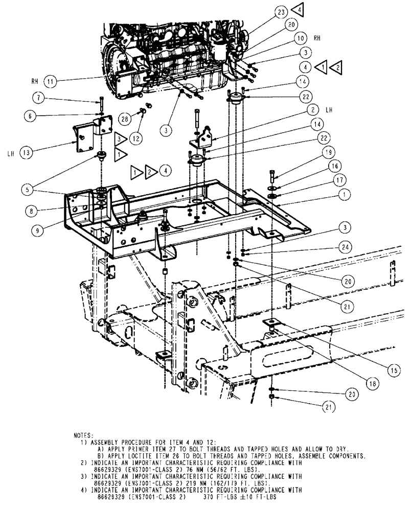 Схема запчастей Case IH SPX3320 - (03-047) - ENGINE MOUNTING GROUP (01) - ENGINE