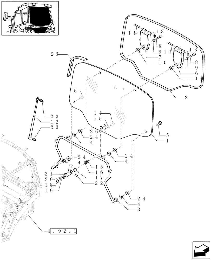 Схема запчастей Case IH PUMA 210 - (1.92.4) - REAR WINDOW AND RELATED PARTS (10) - OPERATORS PLATFORM/CAB