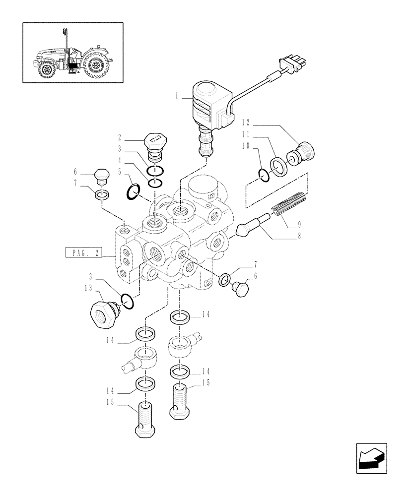 Схема запчастей Case IH JX1095N - (1.33.2/01[01]) - (VAR.271) HI-LO - CLUTCH ENGAGEMENT (2WD), PLUGS AND SOLENOID VALVE (04) - FRONT AXLE & STEERING