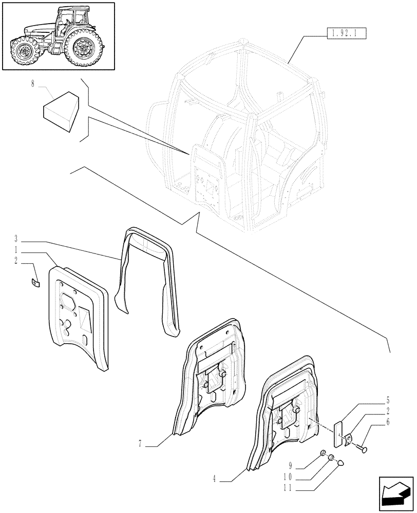 Схема запчастей Case IH MAXXUM 100 - (1.93.1) - SOUNDPROOFING (10) - OPERATORS PLATFORM/CAB