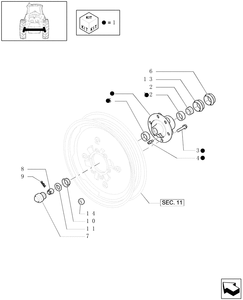 Схема запчастей Case IH MXU130 - (1.41.0/01[04]) - 2WD FRONT AXLE - HUB (04) - FRONT AXLE & STEERING