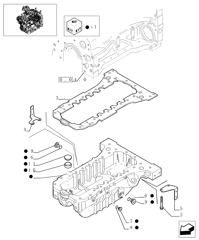 Схема запчастей Case IH MXU110 - (0.04.2) - ENGINE OIL SUMP (01) - ENGINE