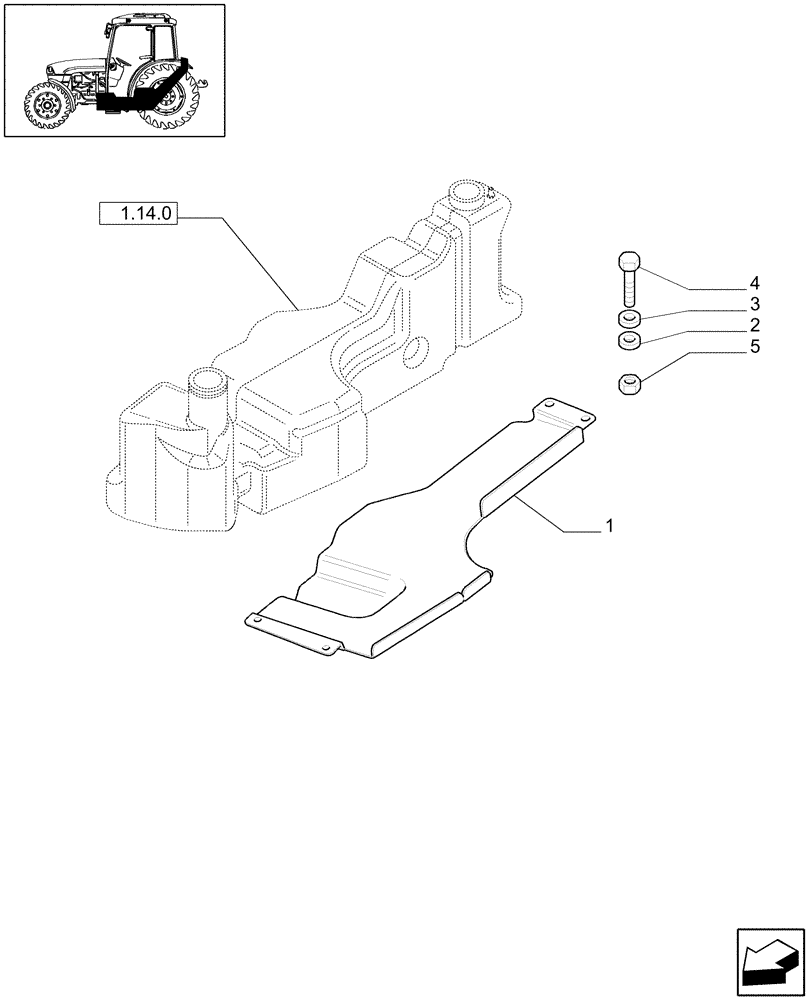 Схема запчастей Case IH JX1095C - (1.14.0/01[01]) - (VAR.131) FUEL TANK SHIELD PROTECTION - GUARD - C5540 (02) - ENGINE EQUIPMENT