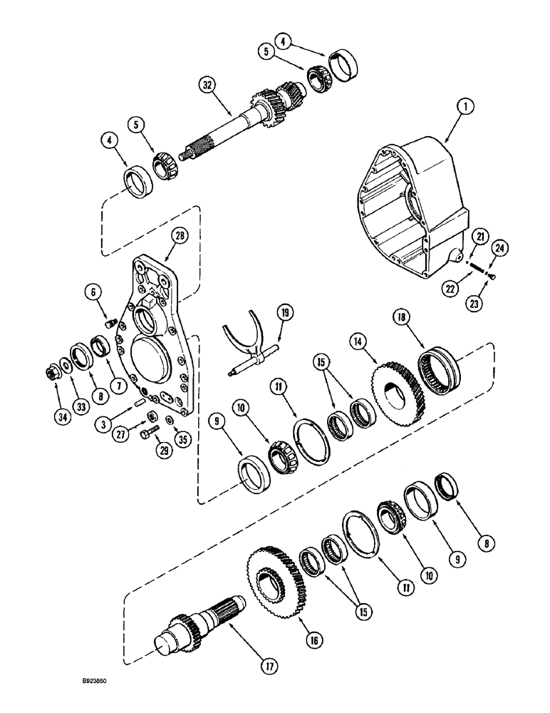 Схема запчастей Case IH 1688 - (9B-08) - ROTOR DRIVE, GEAR HOUSING (14) - ROTOR, CONCANVES & SIEVE