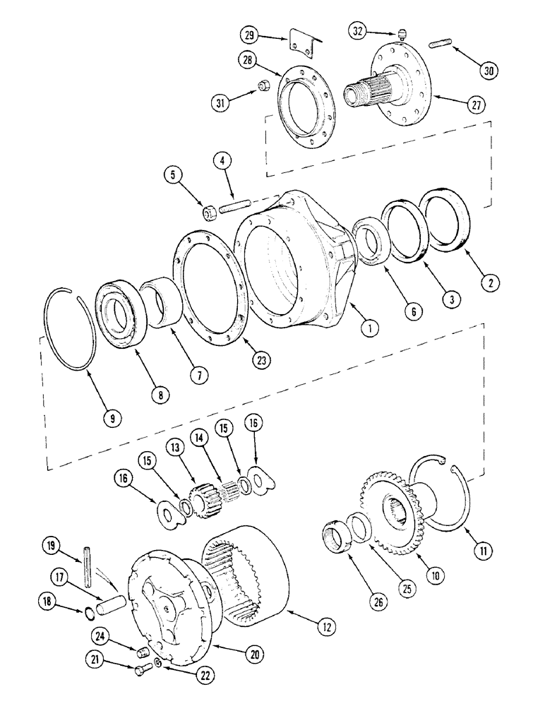 Схема запчастей Case IH 1294 - (5-114) - FRONT HUBS AND PLANETARIES - MFD (05) - STEERING