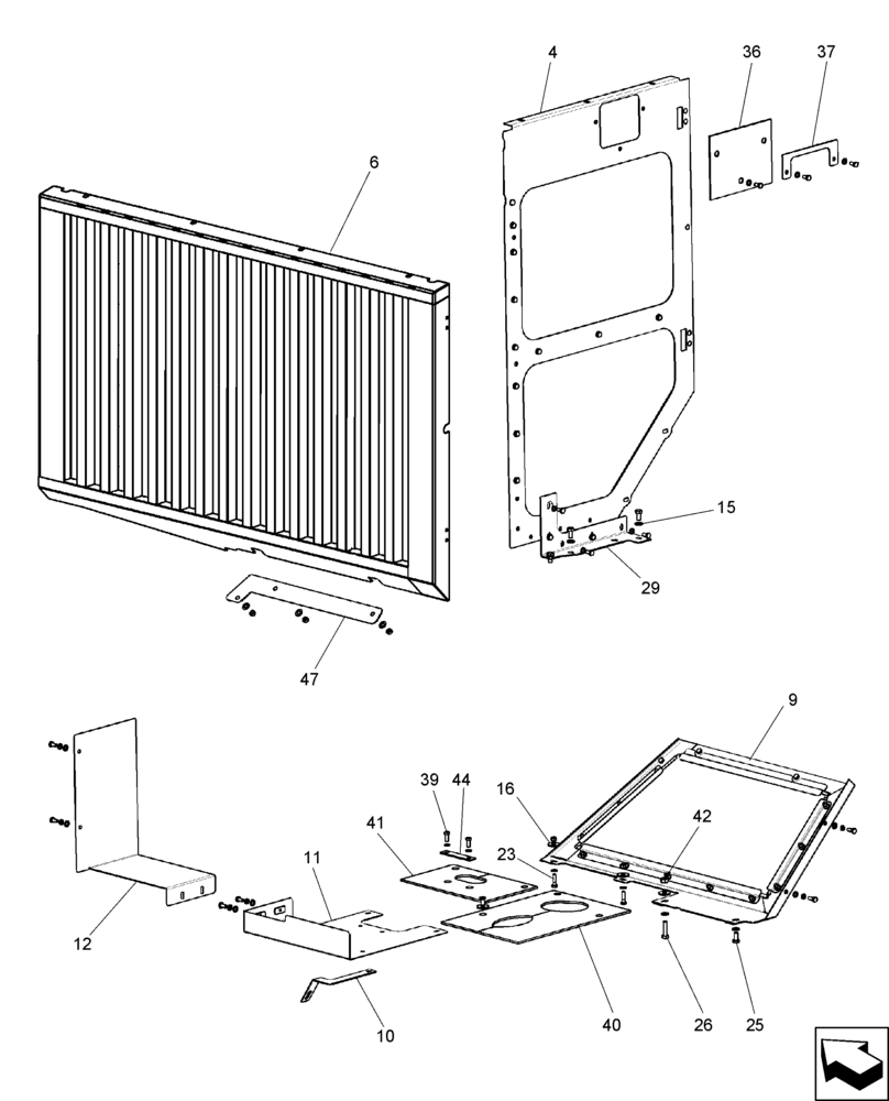 Схема запчастей Case IH A8800 - (10.400.BG[05]) - RADIATOR GRILLE AND COVER (IVECO C9) (10) - ENGINE