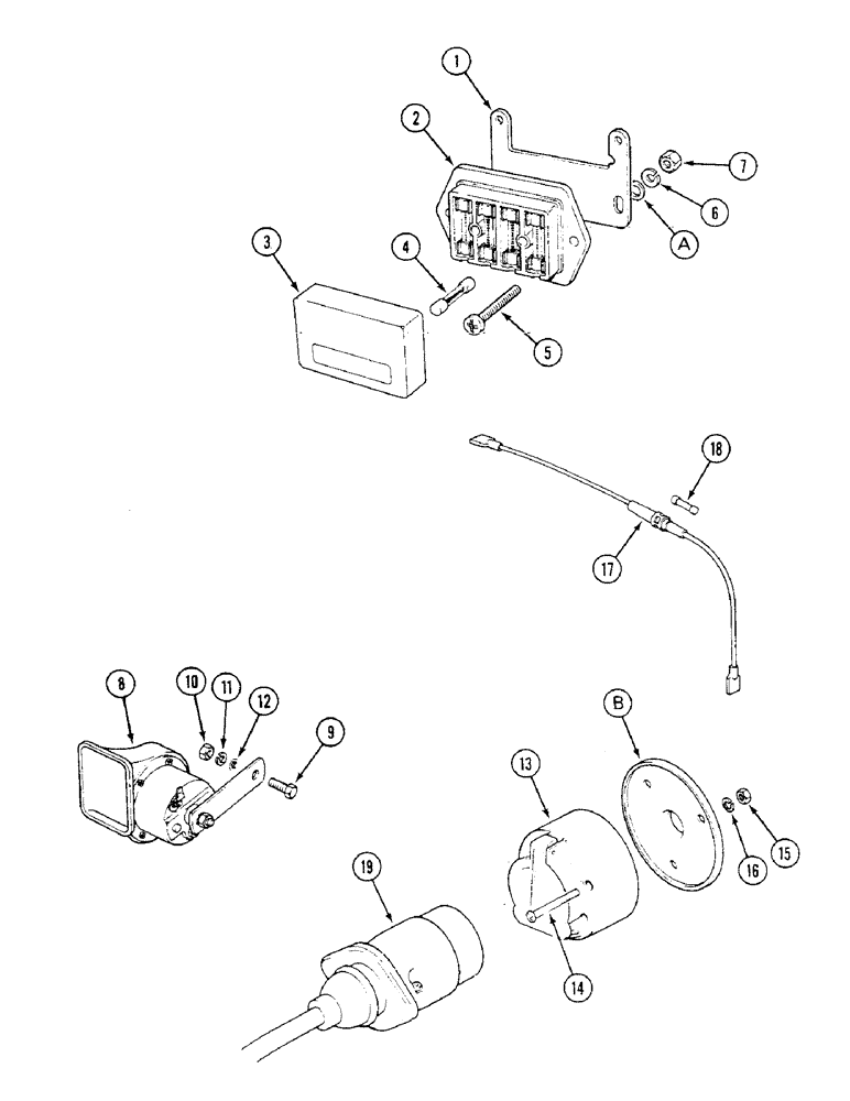 Схема запчастей Case IH 1294 - (4-56) - FUSEBOX, HORN AND TRAILER SOCKET (04) - ELECTRICAL SYSTEMS