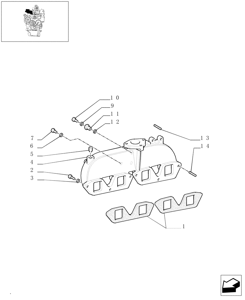 Схема запчастей Case IH JX95 - (0.07.1/02) - INTAKE MANIFOLD (BEFORE S/N 13286) (01) - ENGINE