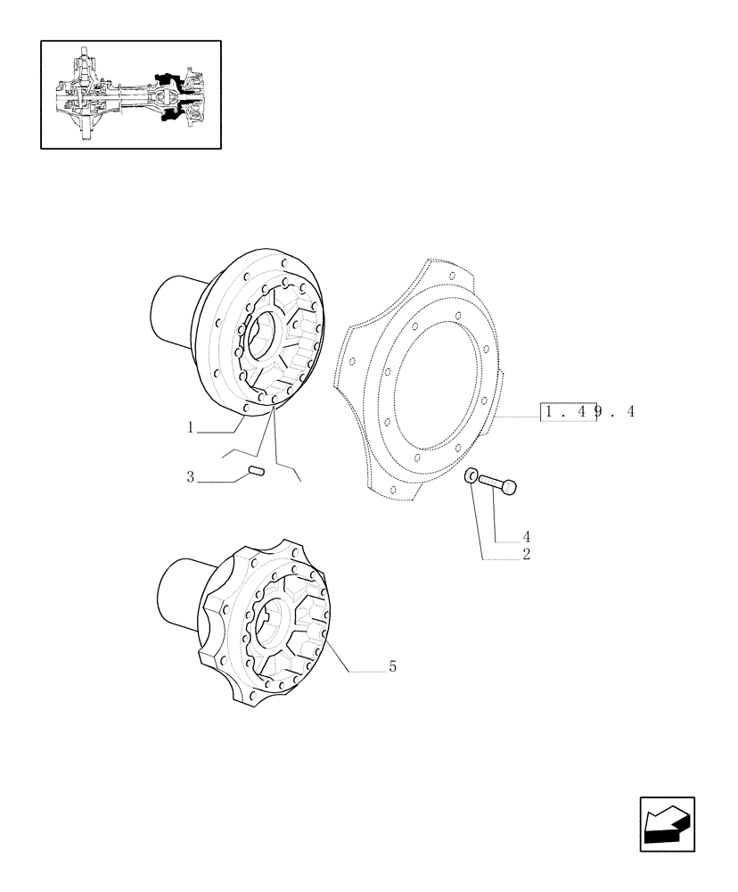 Схема запчастей Case IH JX85 - (1.40.0/03) - FRONT AXLE - HUBS (04) - FRONT AXLE & STEERING