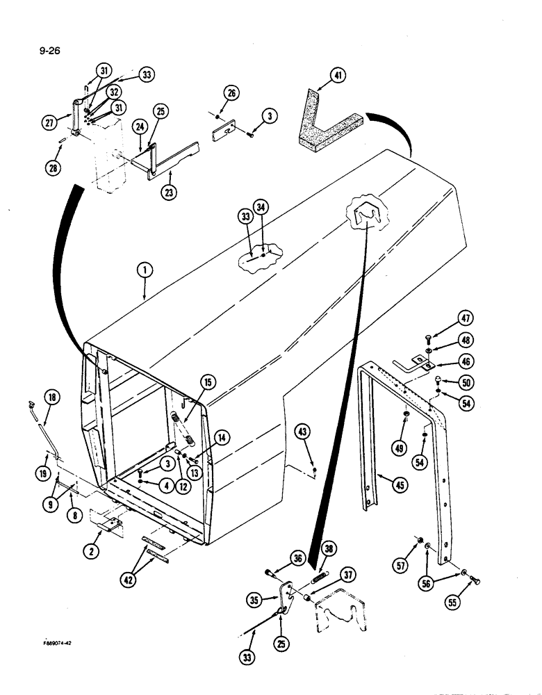 Схема запчастей Case IH 9270 - (9-026) - HOOD & SUPPORT PRIOR TO P.I.N. JCB0028400 (09) - CHASSIS/ATTACHMENTS