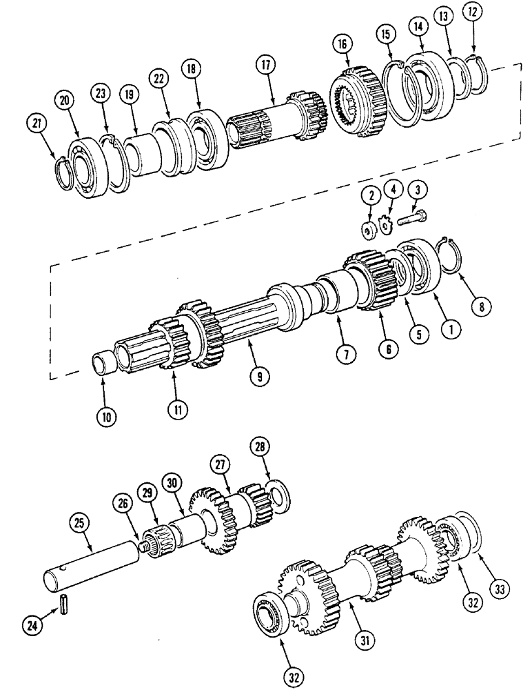 Схема запчастей Case IH 1494 - (6-186) - GEARBOX DRIVESHAFT AND LAYSHAFTS, SYNCHROMESH TRACTORS, PRIOR TO P.I.N. 11194089 (06) - POWER TRAIN