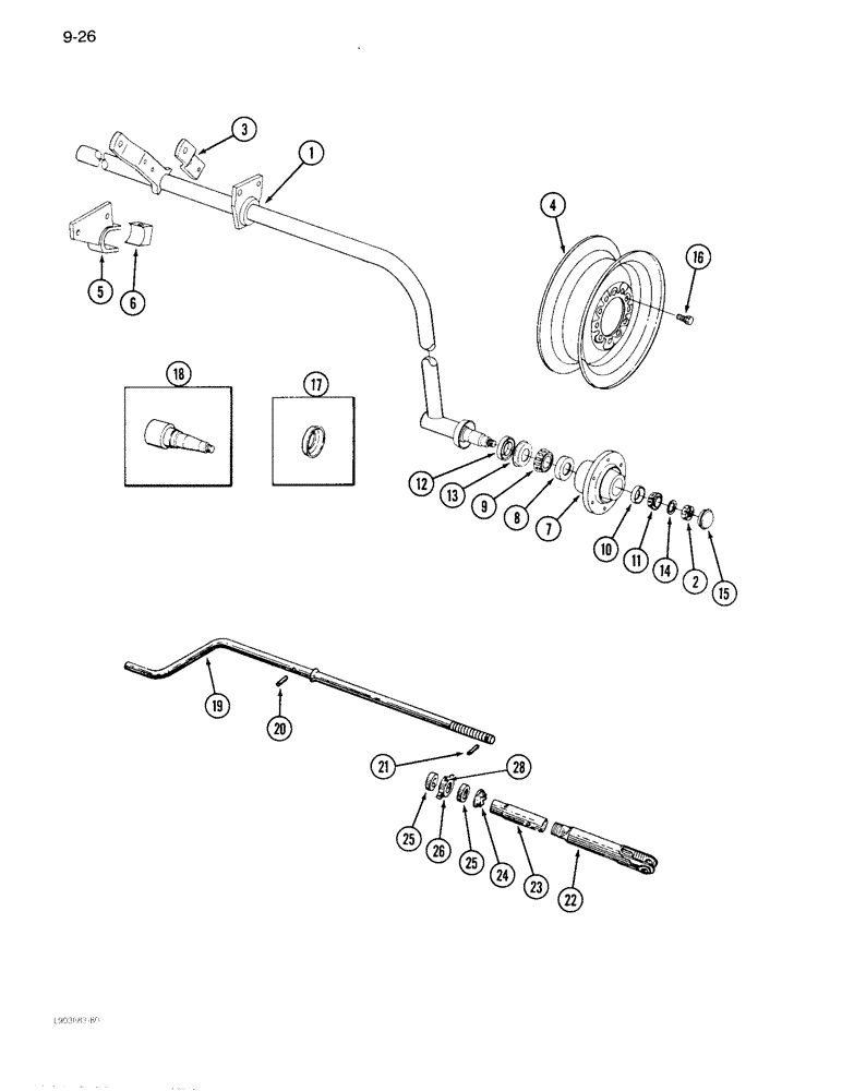 Схема запчастей Case IH 770 - (9-26) - FRONT FURROW WHEEL AND LEVELING SCREW, 1975 AND AFTER 