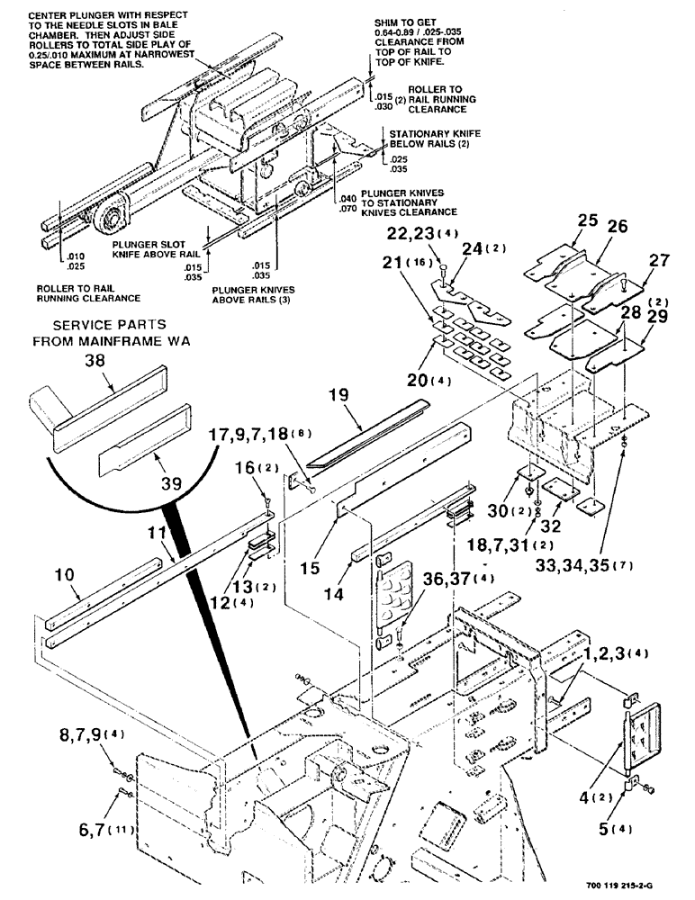 Схема запчастей Case IH 8545 - (5-08) - PLUNGER GUIDES, RAILS AND KNIFE ASSEMBLIES (13) - FEEDER