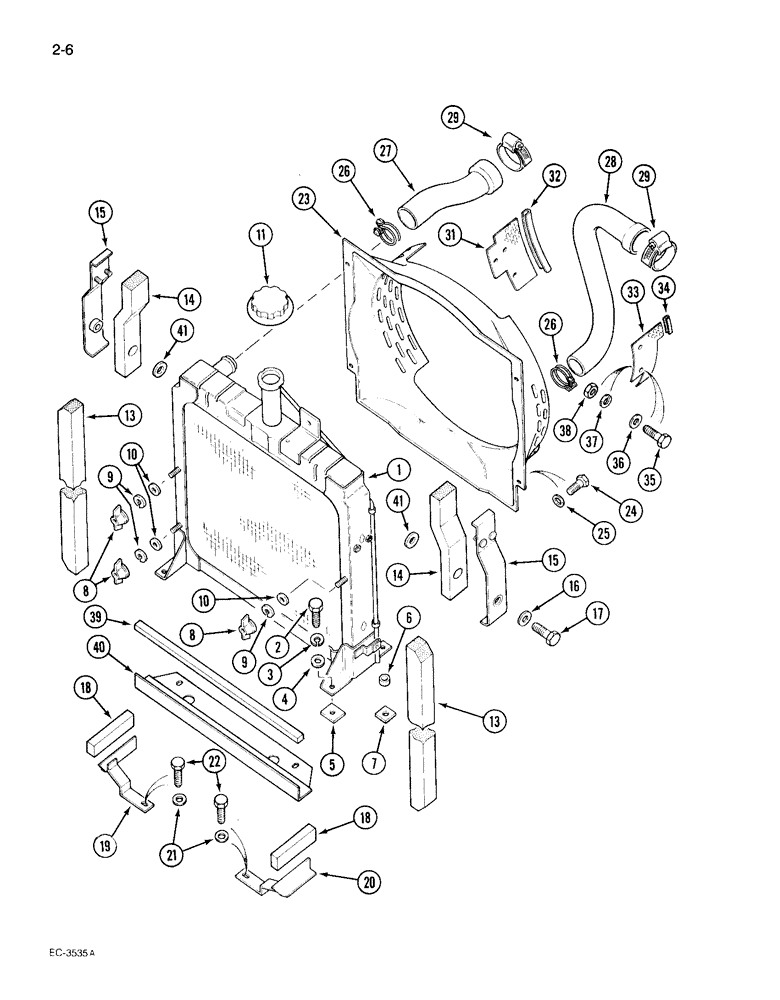 Схема запчастей Case IH 495 - (2-006) - RADIATOR AND CONNECTIONS, MFD TRACTOR (02) - ENGINE