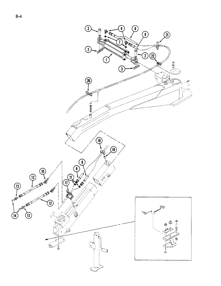 Схема запчастей Case IH 1590 - (8-04) - TONGUE POSITIONING HYDRAULIC SYSTEM, 1490 AND 1590 MOWER CONDITIONER (07) - HYDRAULICS