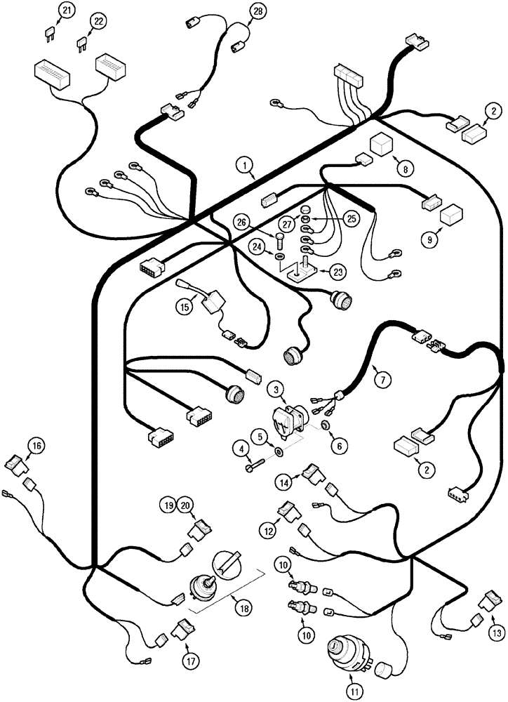 Схема запчастей Case IH MX90C - (04-03) - HARNESS INSTRUMENT PANEL (04) - ELECTRICAL SYSTEMS