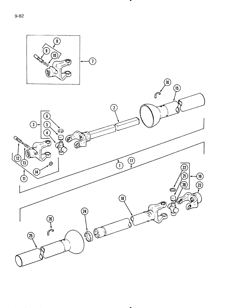 Схема запчастей Case IH 595 - (9-82) - MAIN DRIVE UNIVERSAL JOINT, 540 RPM, HAYES (09) - CHASSIS/ATTACHMENTS