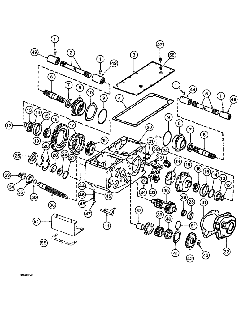 Схема запчастей Case IH 1400 - (6-20) - TRANSMISSION, HOUSING AND DIFFERENTIAL (03) - POWER TRAIN