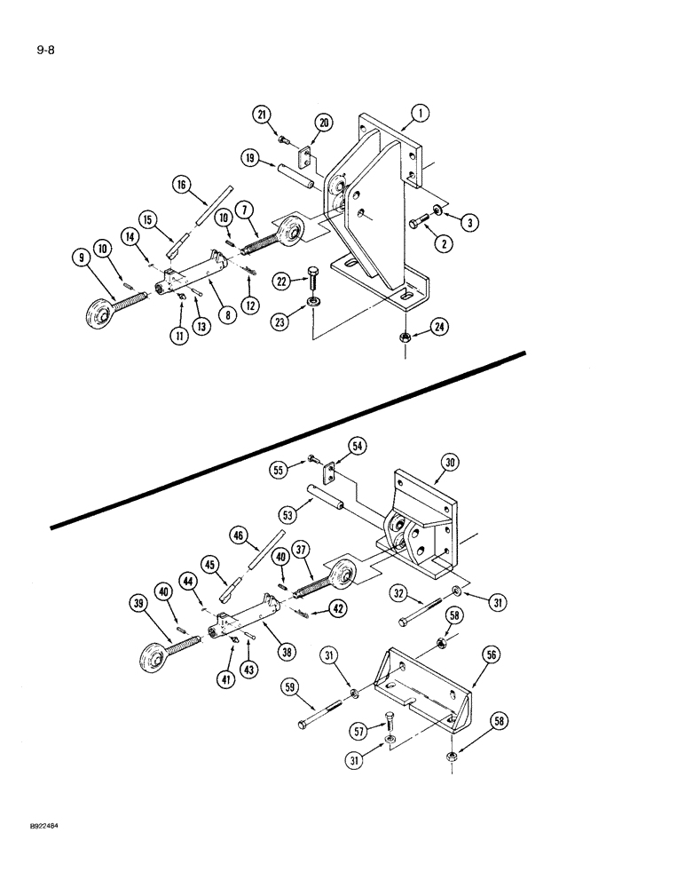 Схема запчастей Case IH 9210 - (9-008) - HITCH UPPER LINK MOUNT, WITH CATEGORY III THREE POINT HITCH, WITHOUT PTO (09) - CHASSIS/ATTACHMENTS