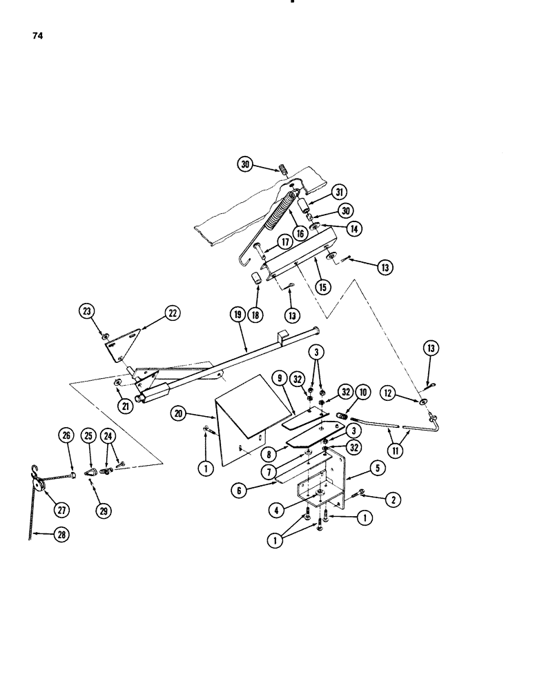 Схема запчастей Case IH 3650 - (74) - MECHANICAL TWINE TIE AND CUT-OFF, PRIOR TO P.I.N. 000546 