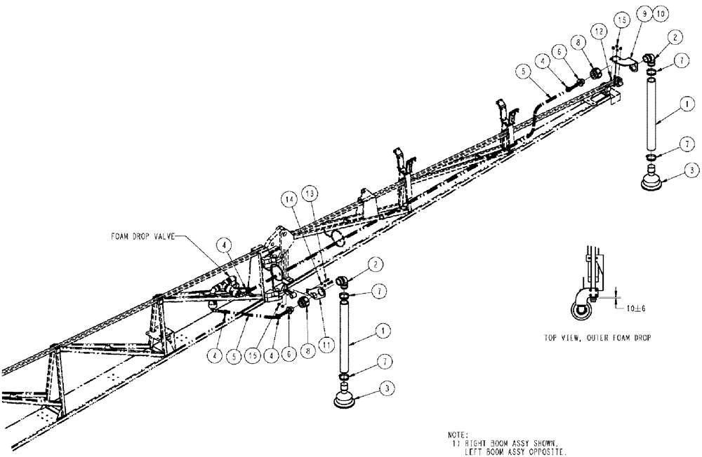 Схема запчастей Case IH 610 - (05-008) - FOAM DROP, 60/85 BOOM Liquid Plumbing