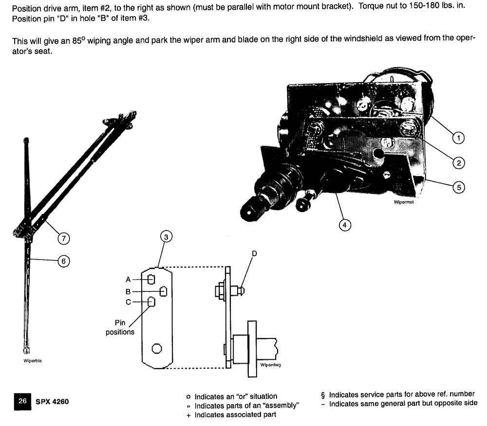 Схема запчастей Case IH SPX4260 - (026) - WINDSHIELD WIPER (55) - ELECTRICAL SYSTEMS