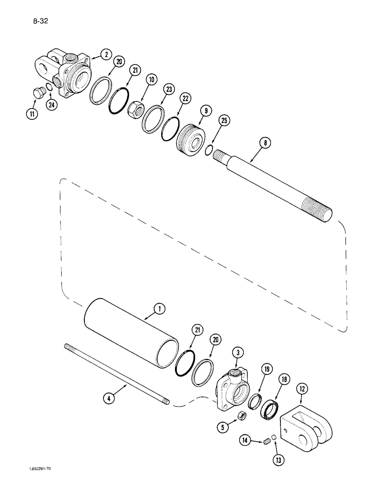 Схема запчастей Case IH 6300 - (8-32) - LIFT CYLINDER ASSEMBLY, MARKER LIFT, 1272145C91 (08) - HYDRAULICS