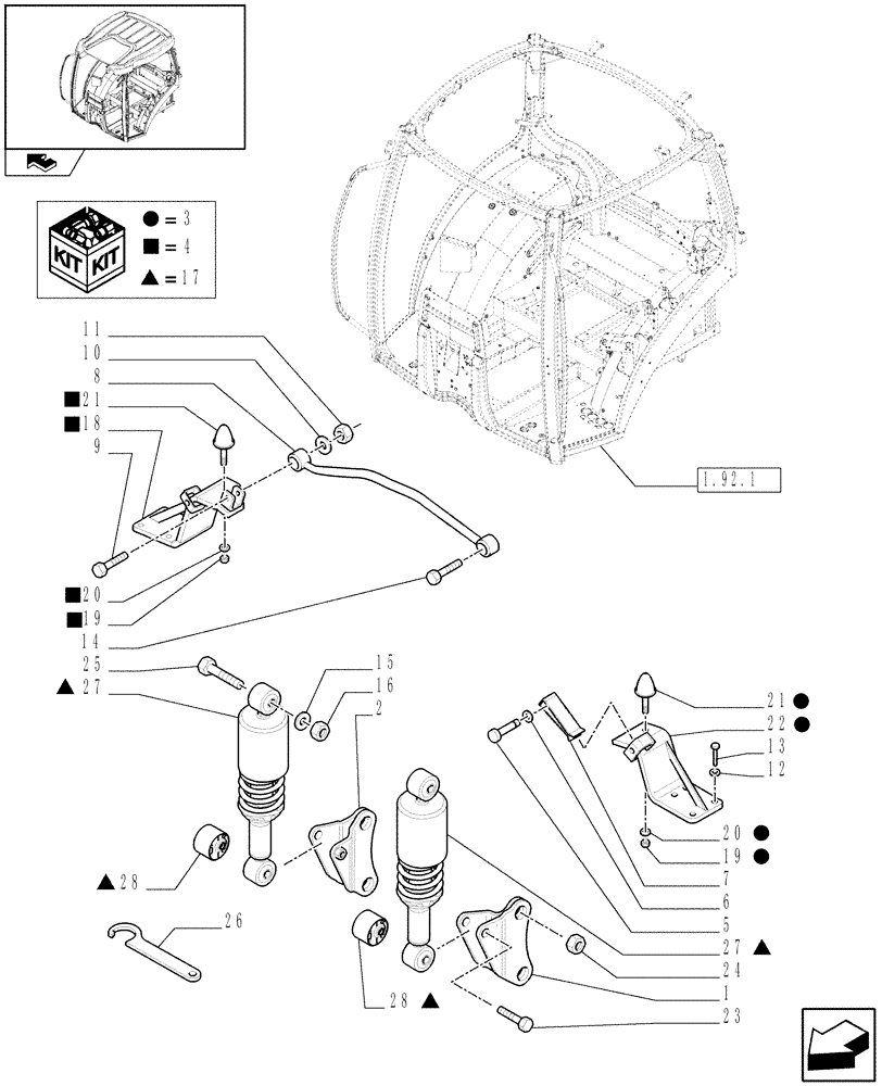 Схема запчастей Case IH PUMA 195 - (1.92.6/01) - (VAR. 635) CAB W/SUSPENSION - CAB SUPPORTS (10) - OPERATORS PLATFORM/CAB