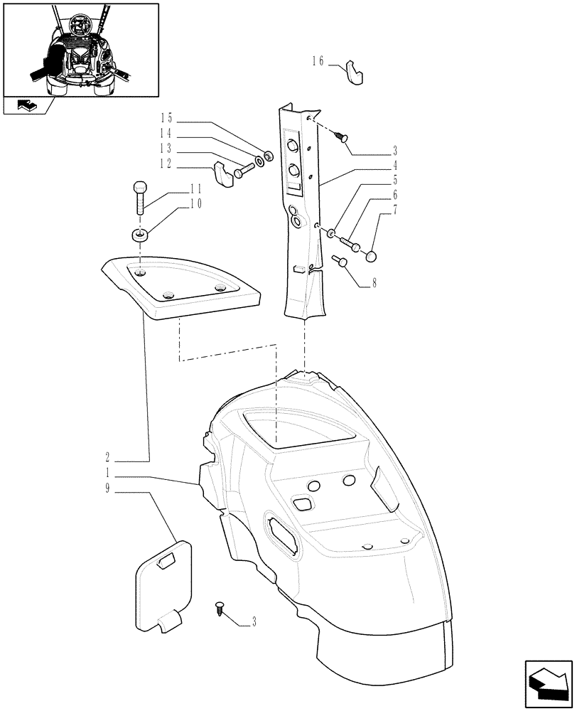 Схема запчастей Case IH PUMA 180 - (1.93.0[01A]) - CONTROLS COVER - D6742 (10) - OPERATORS PLATFORM/CAB